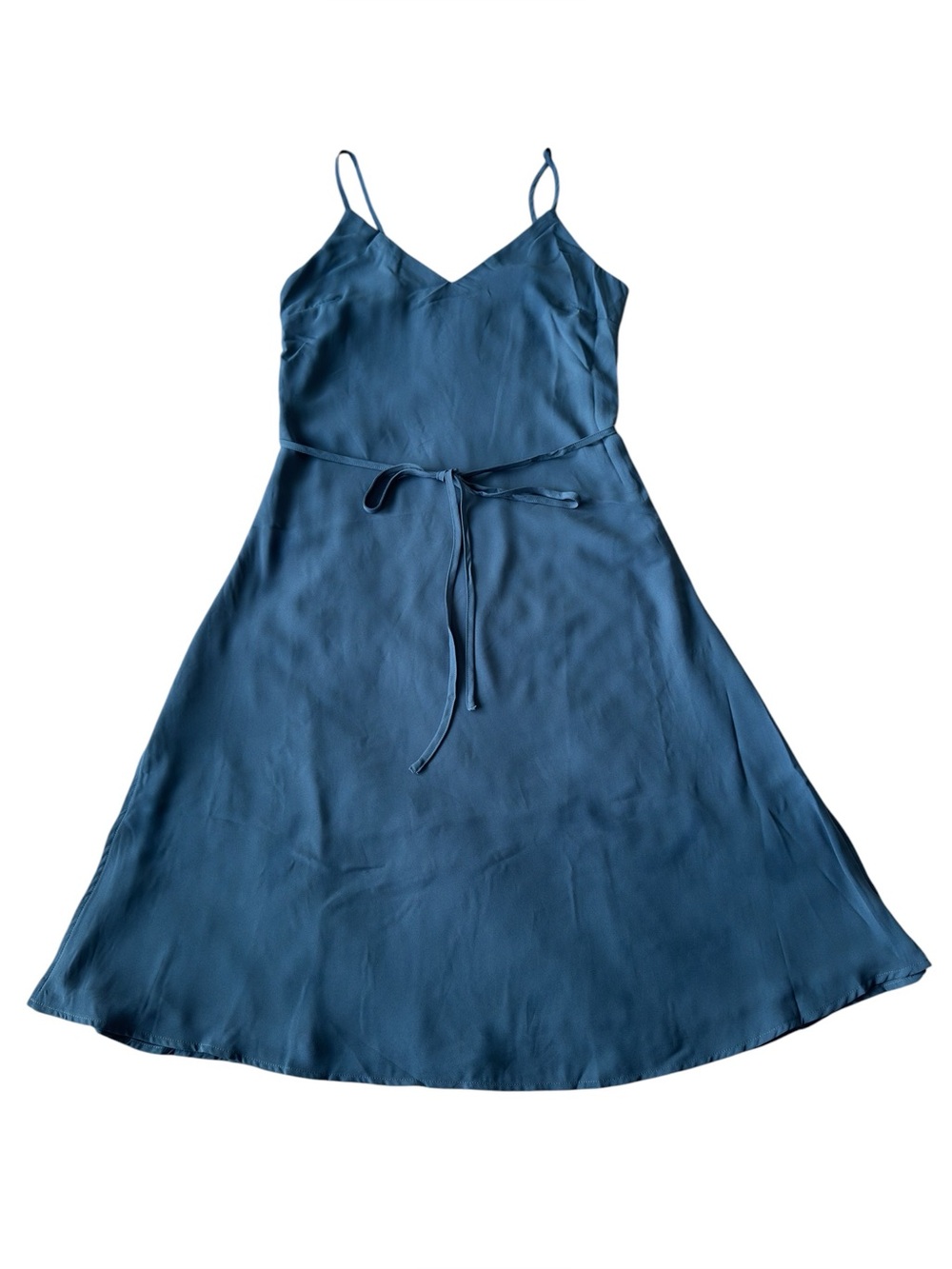 Lulus Slip V-Neck Adjustable Spaghetti Straps Side Slits Chiffon Midi Dress S